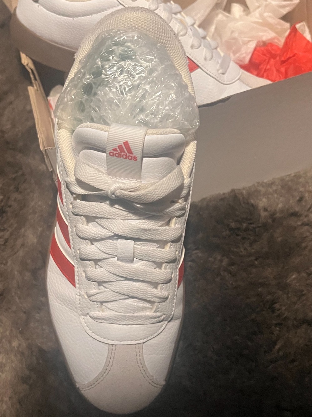 Adidas Court 3.0 White Sneakers with Red Accent Stripes